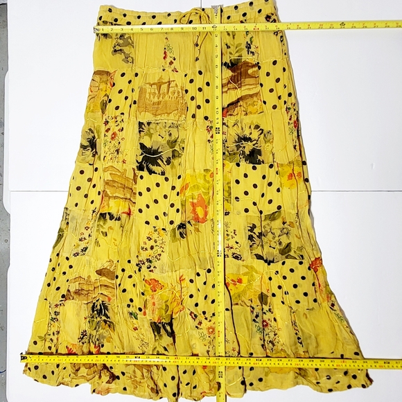 Boho Hippie Yellow Patchwork Embroidered Maxi Skirt (M) - Picture 6 of 6